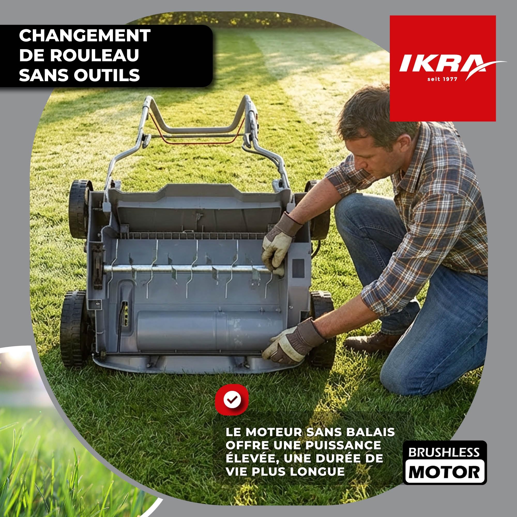 IKRA scarificateur et aérateur de gazon sans fil 3 en 1 IAVL 2-2040, 40 cm