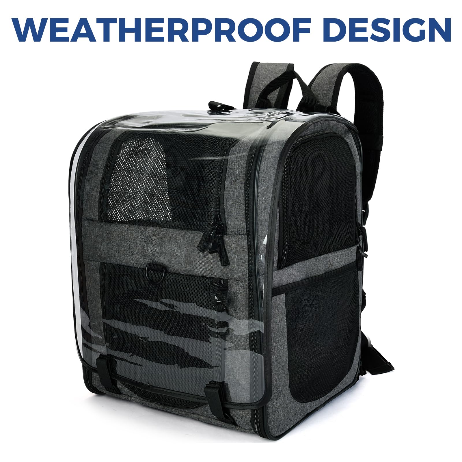 Apollo Walker Pet Carrier Backpack for Large/Small Cats and Dogs, Puppies, Safety Features and Cushion Back Support for Travel, Hiking, Outdoor Use (Gray-Expandable) - image 4