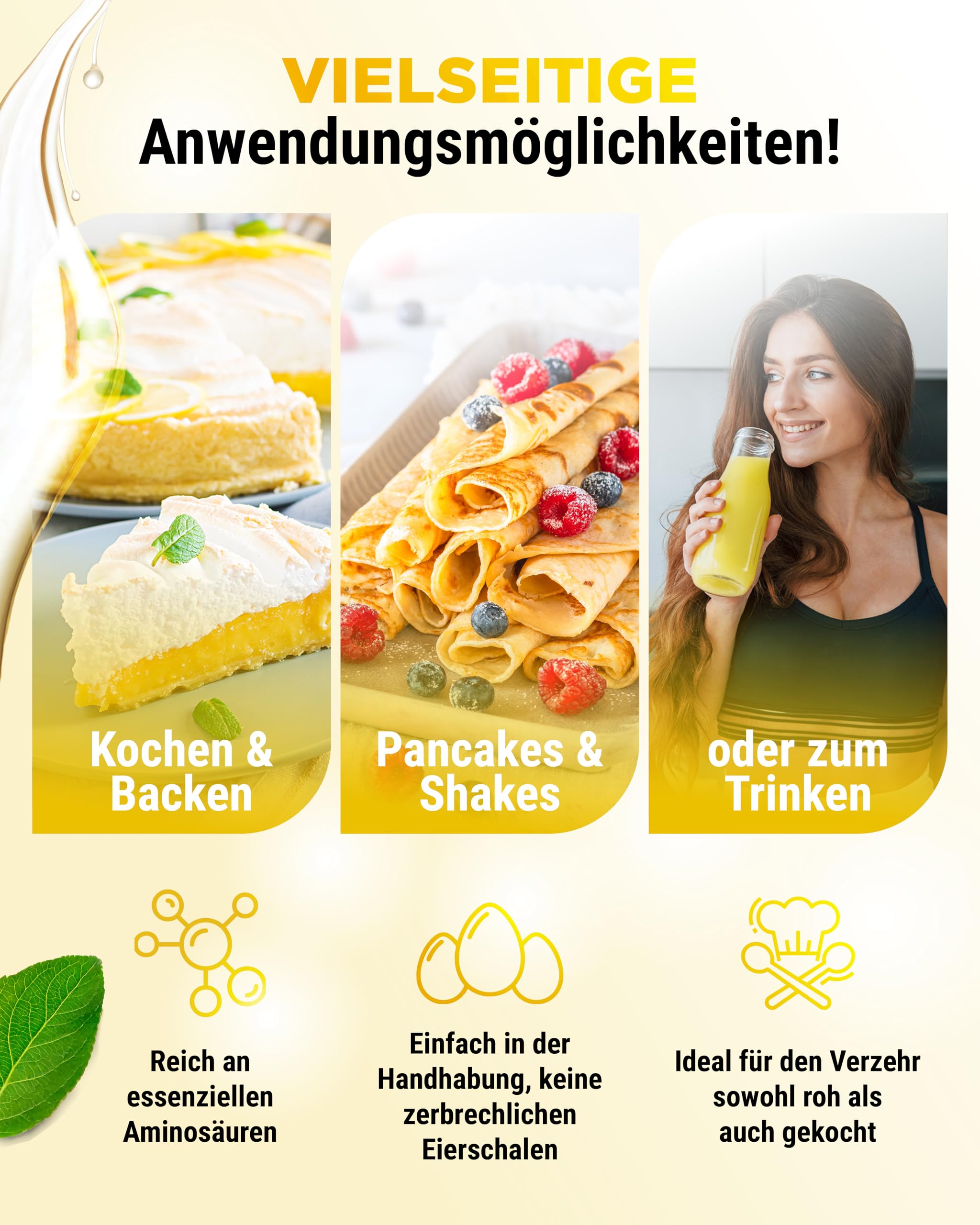Vit4ever 100% Flüssiges Eiweiß (6x 970ml) Eiklar-flüssig aus Freilandhaltung Hühnereiweiß