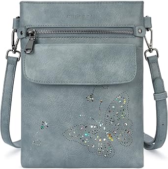 KITEVIUN Crossbody Bag for Women Trendy Butterfly Vegan Leather Purse | Women Butterfly Vegan Leather Crossbody Purse, Multi Pocket Handbag with Adjustable Shoulder Strap for Travel Shopping