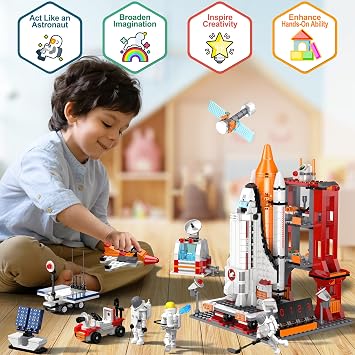 Booyuer Space Shuttle 11-in-1 STEM Building Set, 888 PCS, Rocket, Mars Exploration & City Space Station, Gift for Kids 6-12, Boys & Girls, Birthday & Holiday Present