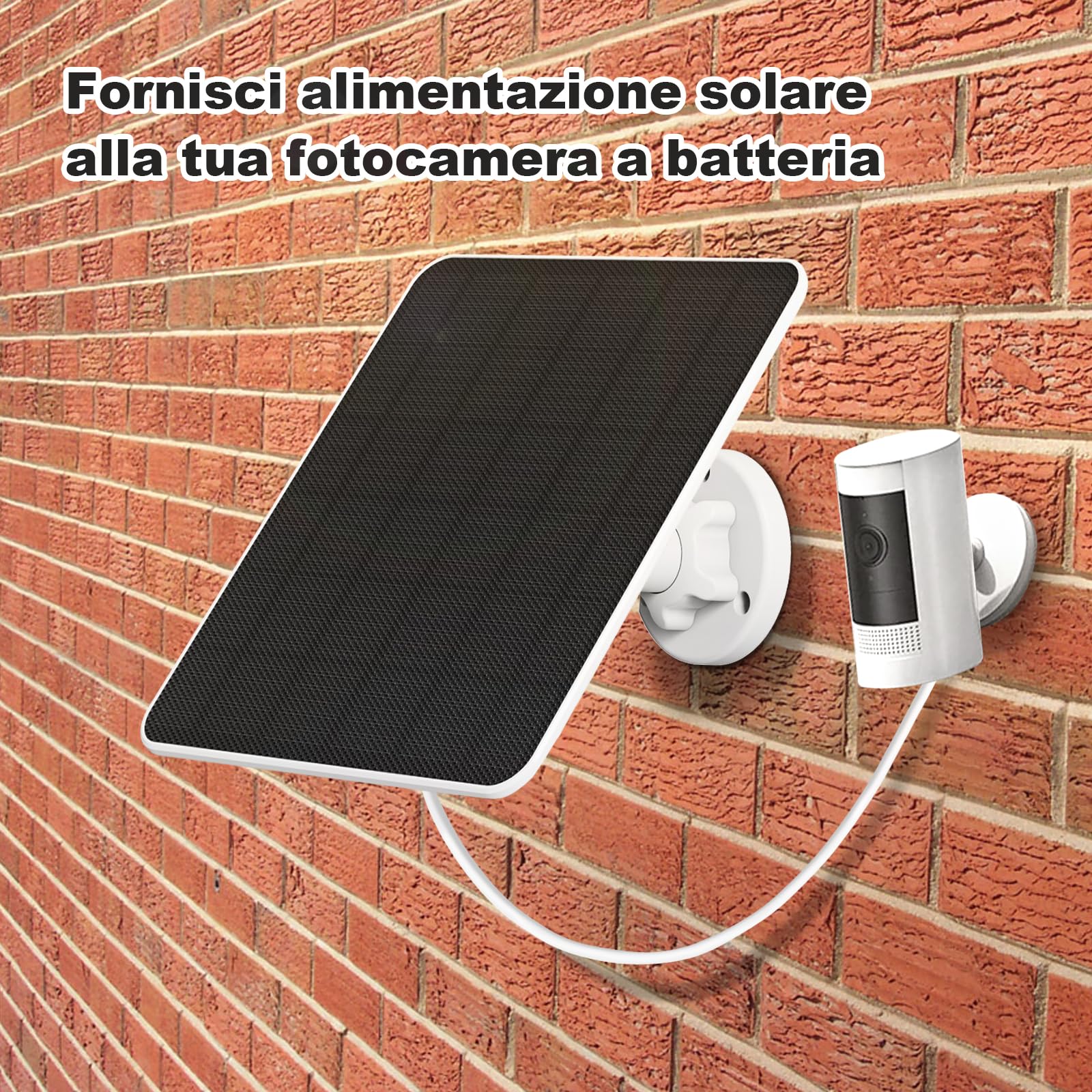 Pannello Solare per Telecamera Ring, 5W Solare per Stick Up Cam/Pro Batteria, Spotlight Cam/Plus/Pro, Wyze Batteria Cam Pro, Caricatore Solare per Telecamera Esterna con Cavo da 9,8 Piedi