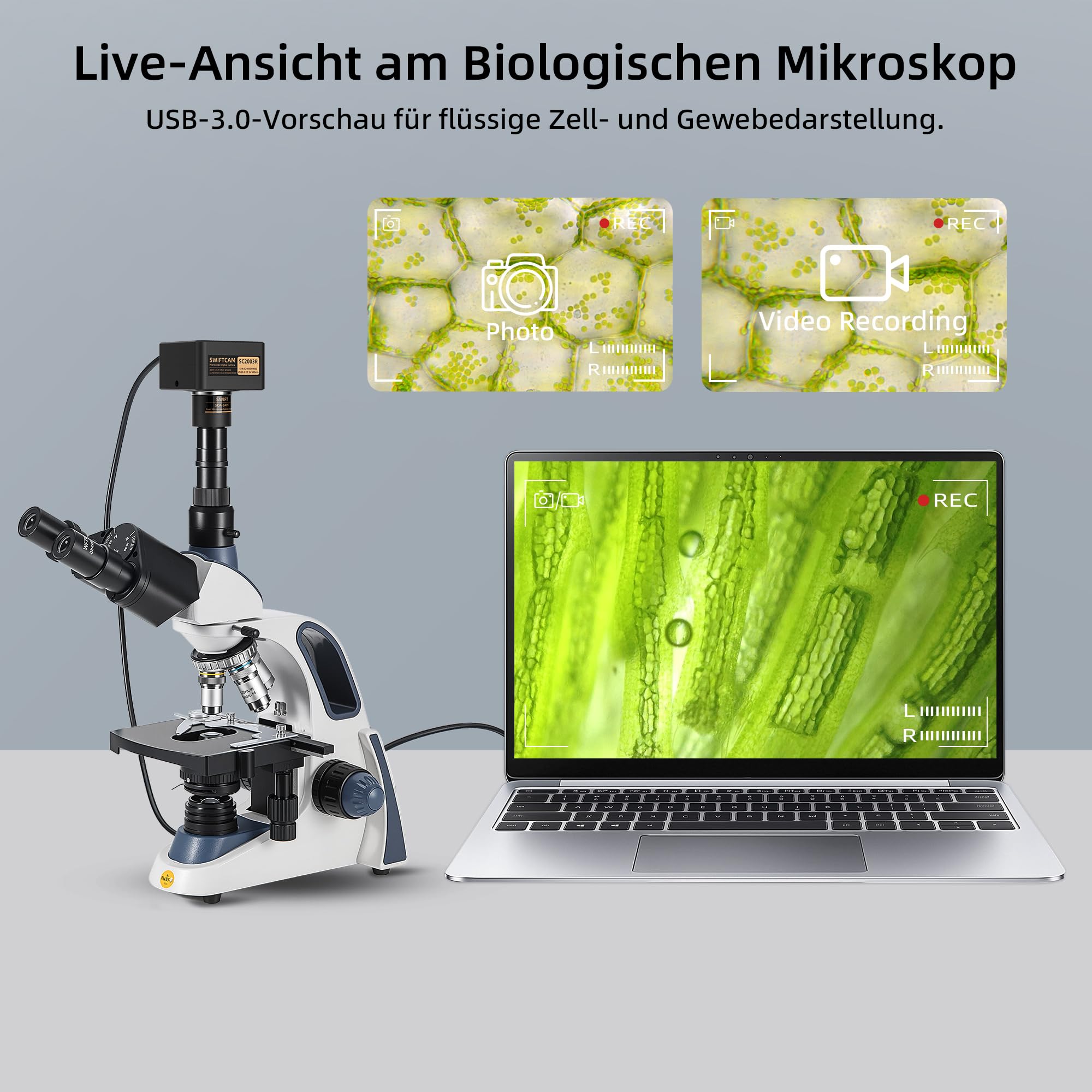 Swiftcam SC2003R-CK Caméra 20 MP USB 3.0 C-Mount 0.5× Réduction Optique pour Microscopes