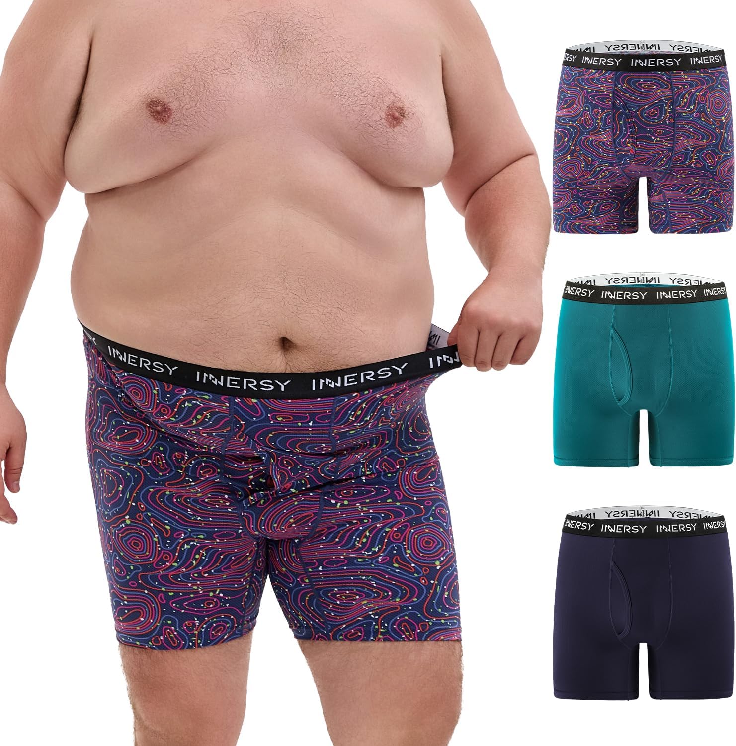 INNERSY Men's Big and Tall Boxer Briefs Breathable Mesh Cooling Underwear 3-Pack