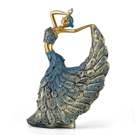 Elegant Peacock Statue Shelf Decor Accents, Modern Peacock Decor Figurines Home Decorations For Living Room, Peacock Knick Knacks Decorative Objects For Bookshelf, Side Table, Table Top Decor (White)