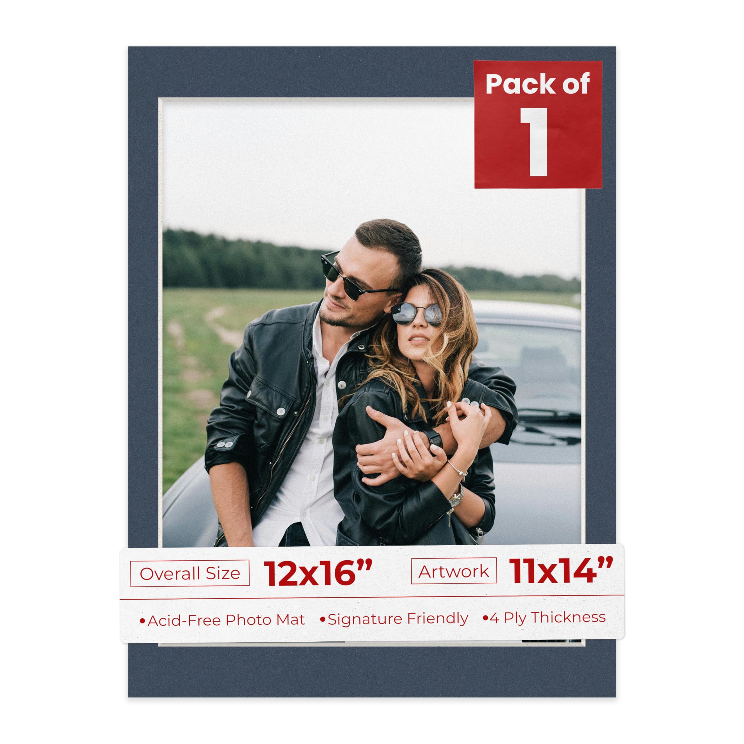 12x16 Mat for 11x14 Photo - Precut Navy Picture Matboard for Frames Measuring 12 x 16 Inches - Bevel Cut Matte to Display Art Measuring 11 x 14 Inches - Acid Free ONE MAT-image-20