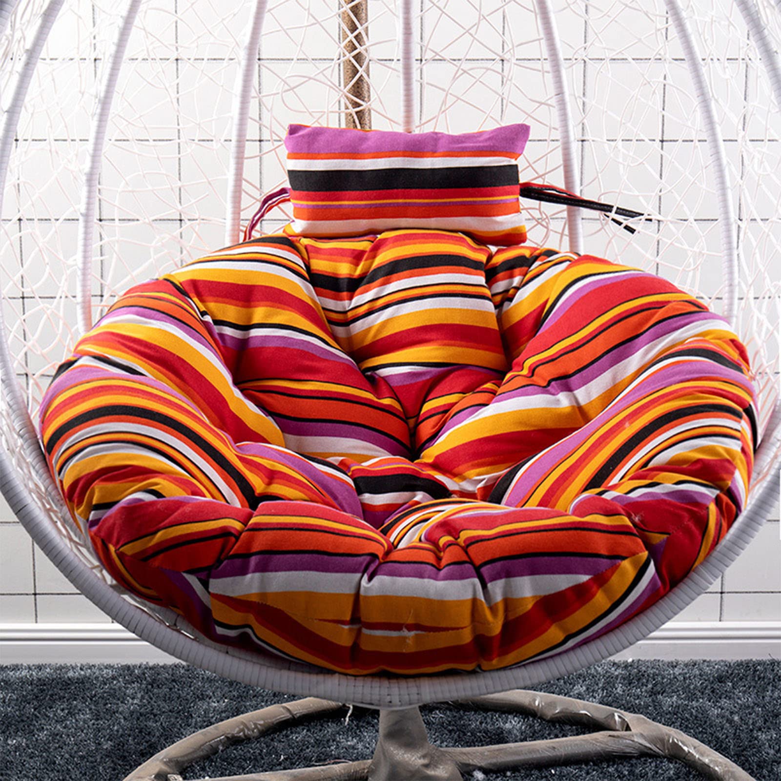 UGZXCVBN Egg Chair Cushion, Egg Chair Hanging Swing Cushion With Pillow Washable Floral Multicolor 105/120 cm(C,120cm)