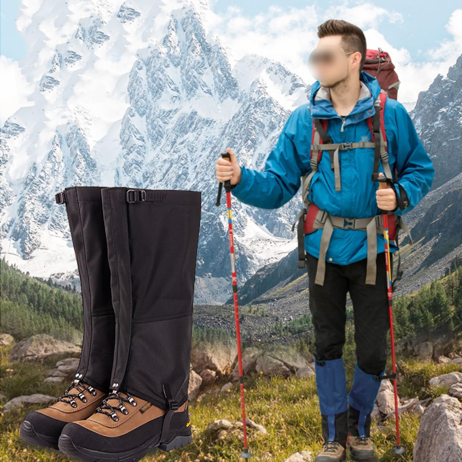 Polainas de Nieve, Polainas for Exteriores Ligeras y Ajustables for Adultos, for Senderismo en Barro,y Nieve, Caza, Escalada de montaña o esquí, Unisex(Black,S)