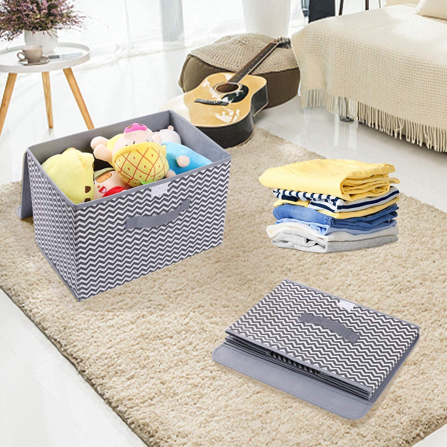 Clastyle Set di 3 Scatole Portaoggetti Animali Giungla Cubo di Stoccaggio per Armadio Vestiti Cesto Scaffali Bambini Scrigno dei Giocattoli e Libri