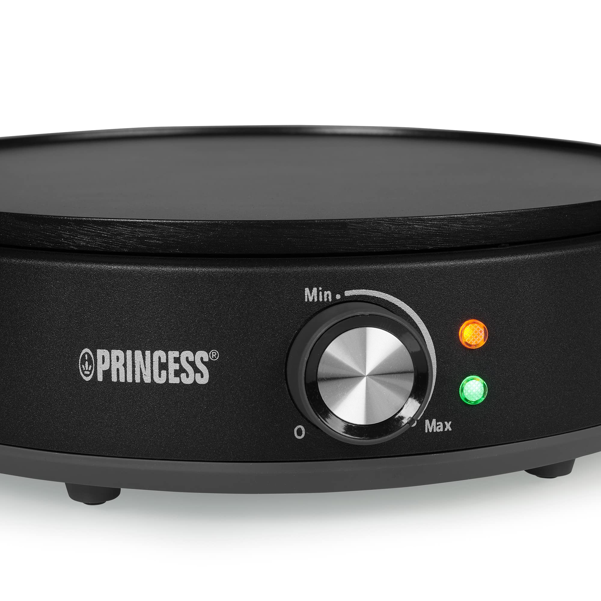 Princess 492235 Crepera Deluxe, superficie de 30 cm de diámetro, termostato regulable, luz indicadora de encendido y listo, recubrimiento antiadherente, 1200 W