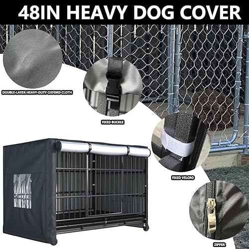Miniatura 3 de XCZ Funda resistente para jaula de perro, diseño totalmente abierto y ventanas transparentes, adecuada para jaulas y jaulas de perros de 48