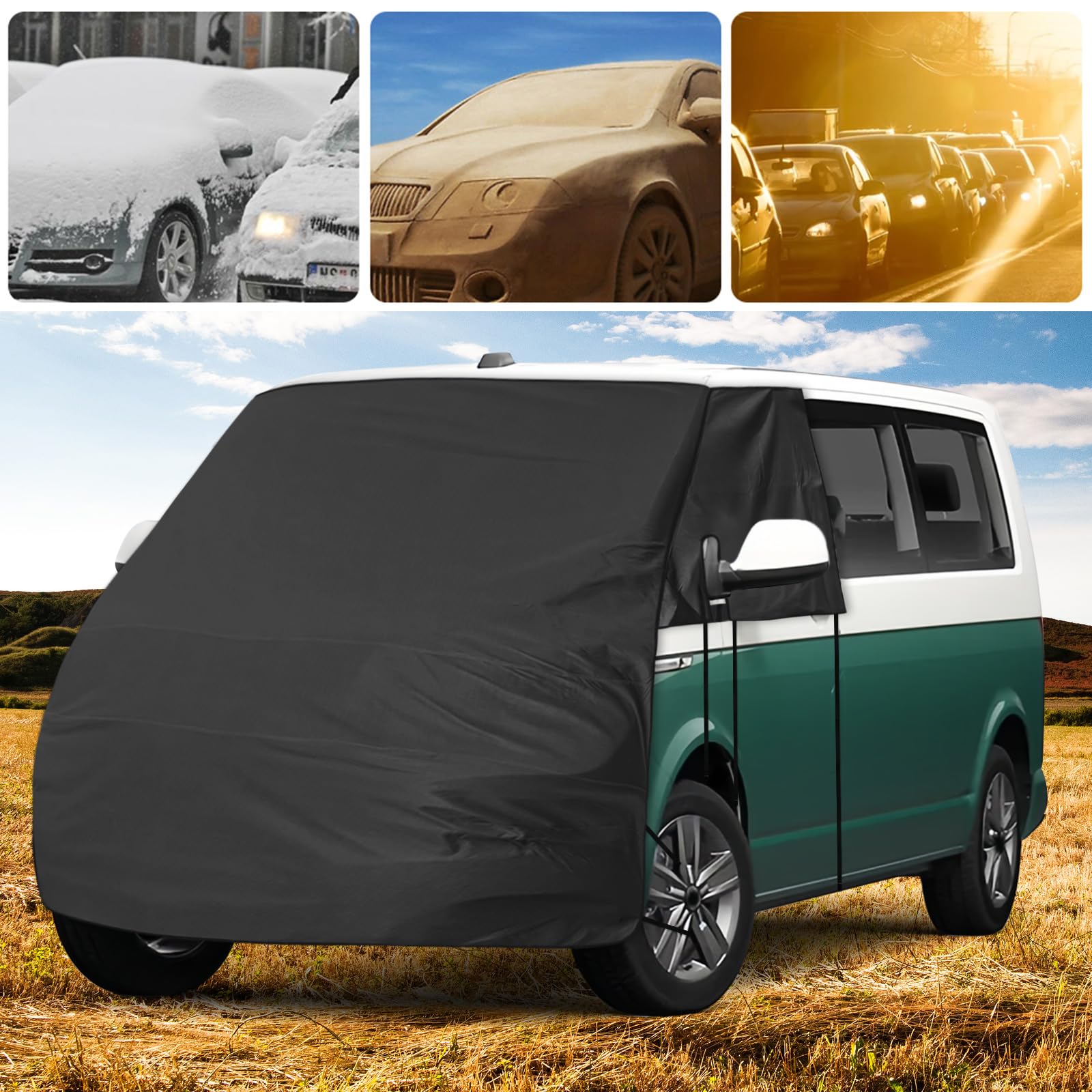 Copertura per Parabrezza per VW T5 T6, Impermeabile Antighiaccio Antigrandine 420D Telo Copri Anteriore Camper Protezione UV Protezione Della Privacy