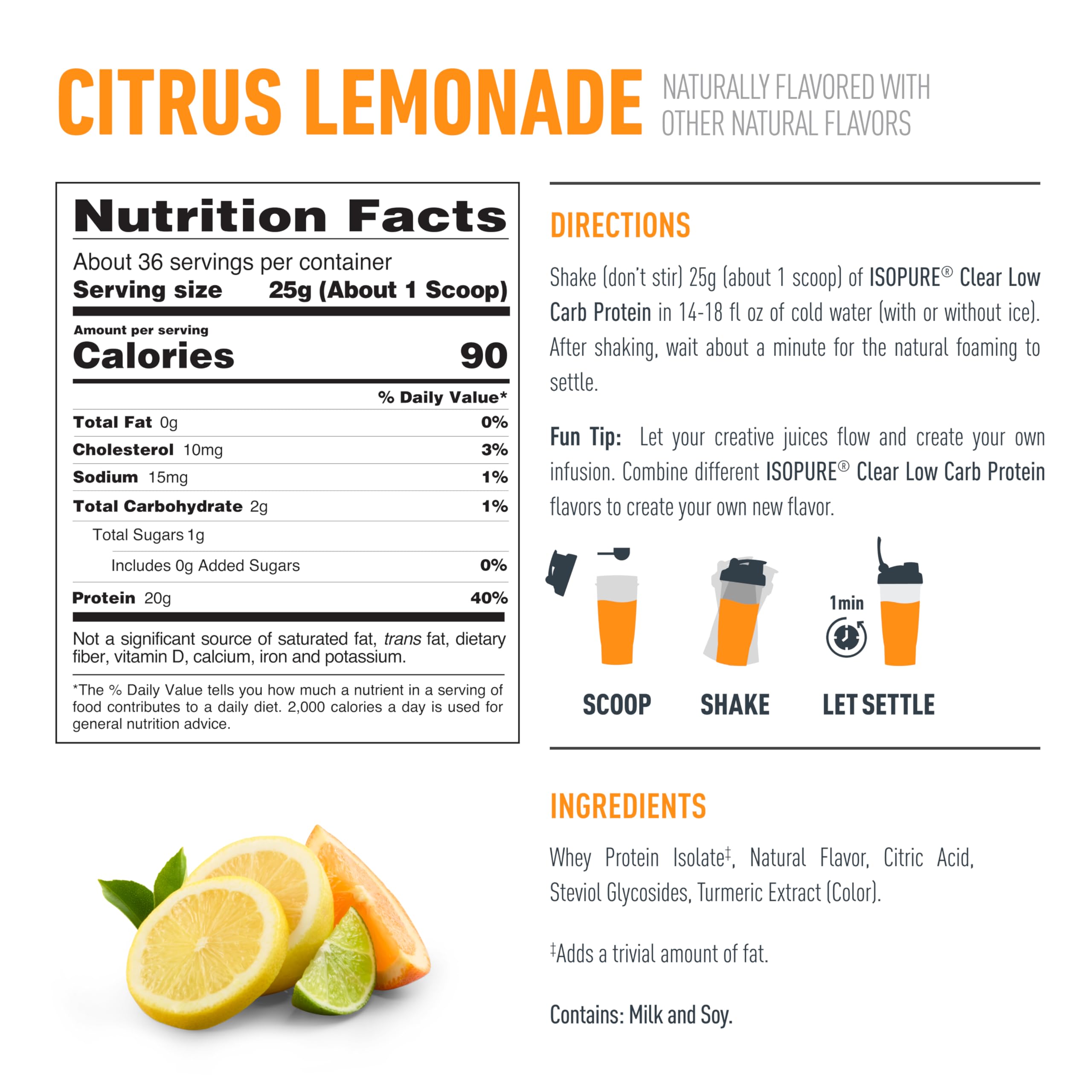 Isopure Clear Whey Isolate Protein Powder, Citrus Lemonade 1.9 LB — Amazon image 8
