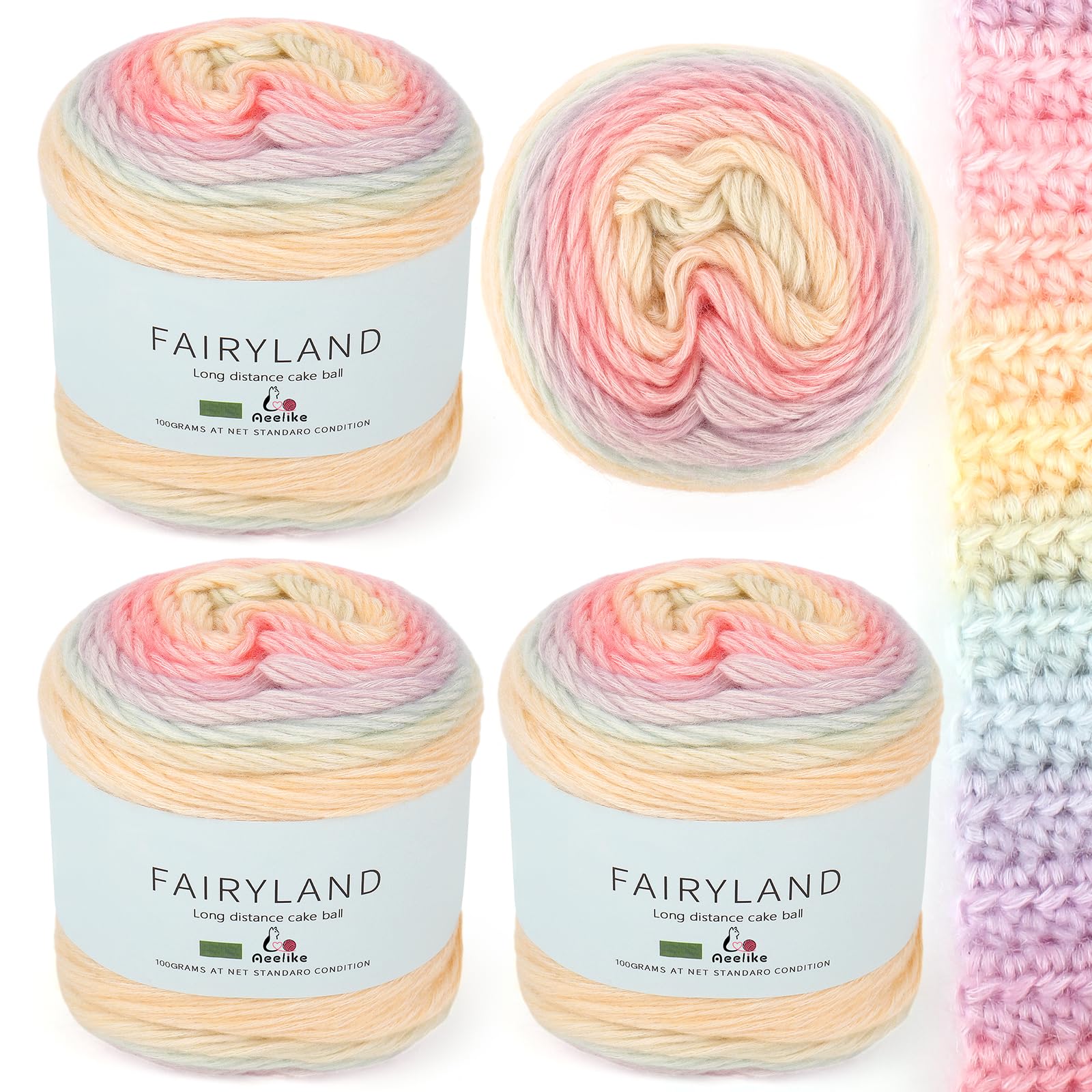 Aeelike 400g Farbverlaufsgarn Wolle zum Häkeln, Super leichte Gradient Cupcakes Bobbel, Superweiche Mehrfarbiges Häkelgarn