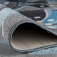 Vista 4 de Rugshop Alfombra de área con flores grandes, moderna, antiderrapante (antideslizante), para pasillo, de 2 x 10 pies, gris-azulado