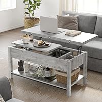 Vista 3 de FABATO Mesa auxiliar elevable de 41.7 pulgadas, multifunción 4 en 1 con almacenamiento para sala de estar, mesa de centro se convierte en mesa