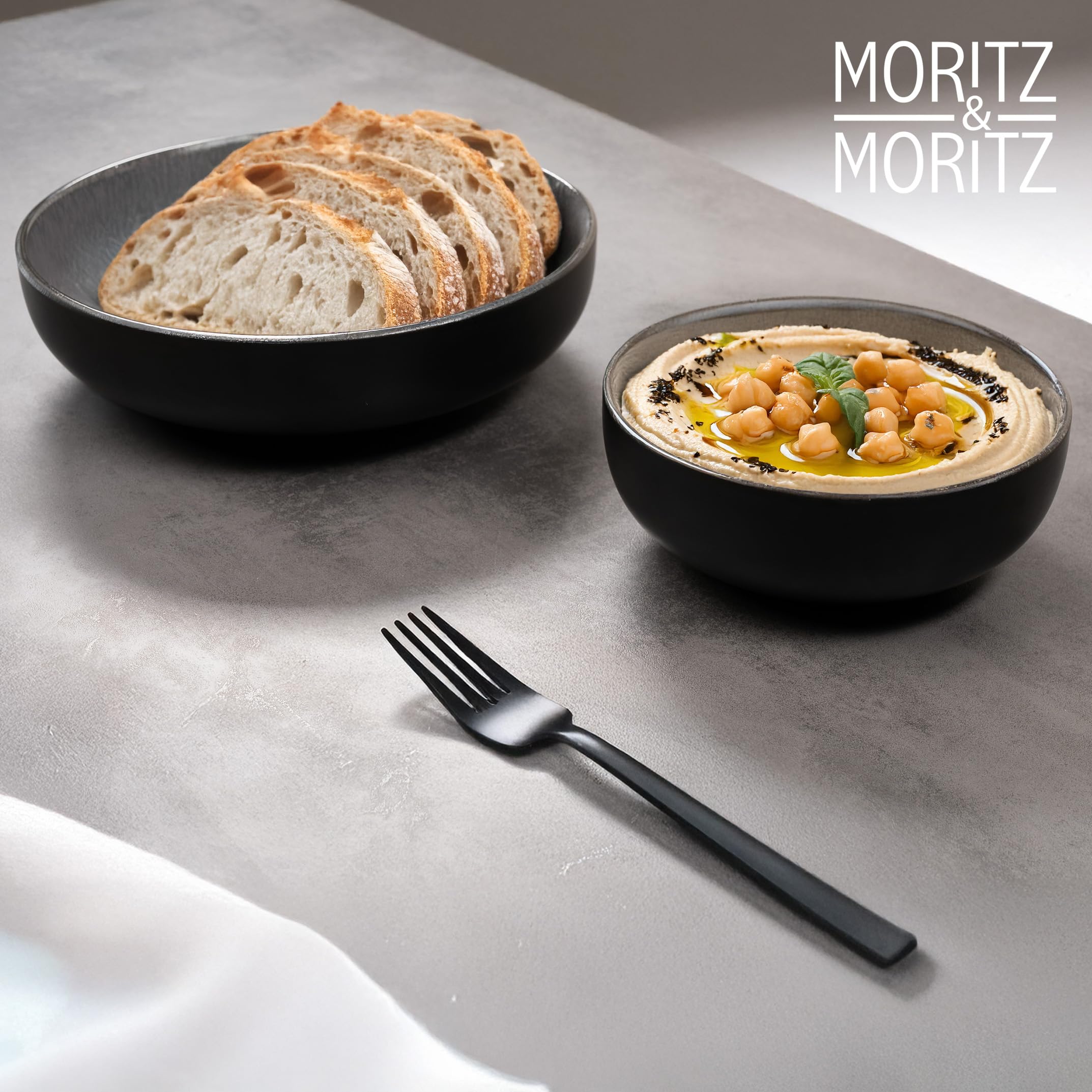 Moritz & Moritz VIDA Servierschalen Set Anthrazit 2x Porzellan Mikrowellengeeignet Spülmaschinengeeignet