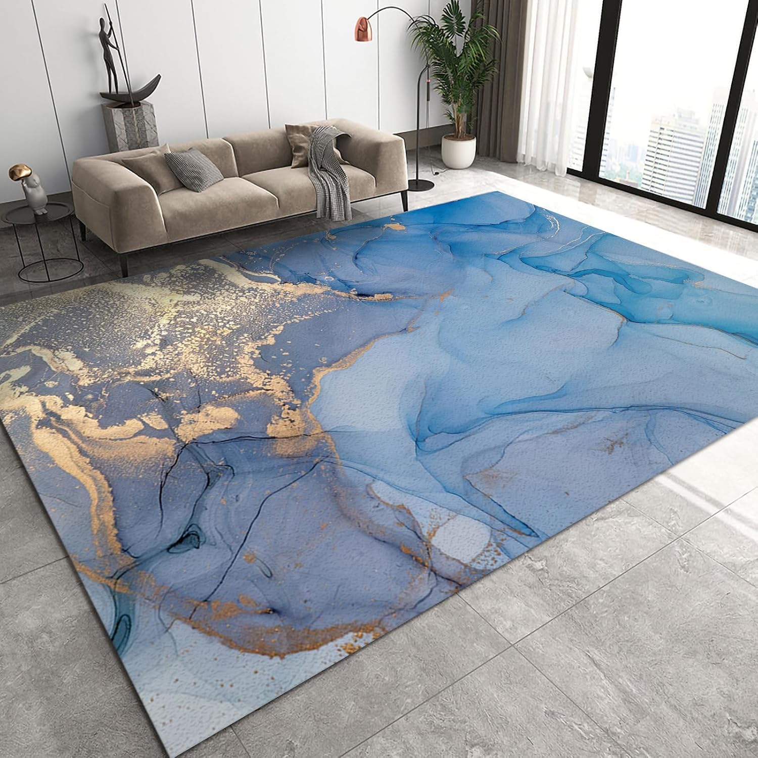 Tapis flanelle 140x200 cm à motif marbre abstrait pour chambre d'enfant