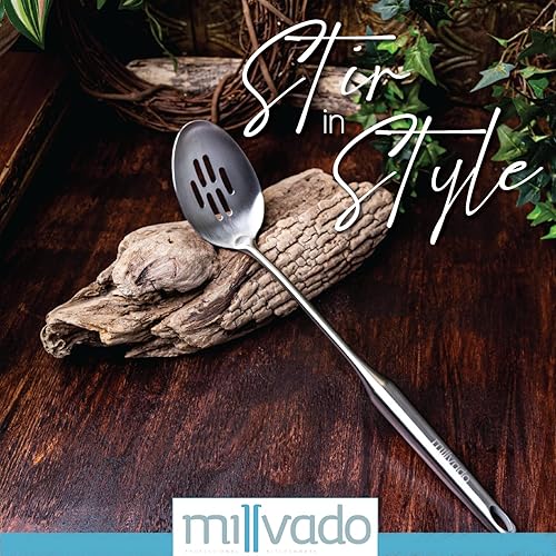 Miniatura 3 de Cuchara de cocina ranurada de acero inoxidable, colador de chef de metal grande para cocinar, servir y mezclar, la herramienta de cocina #1 apta