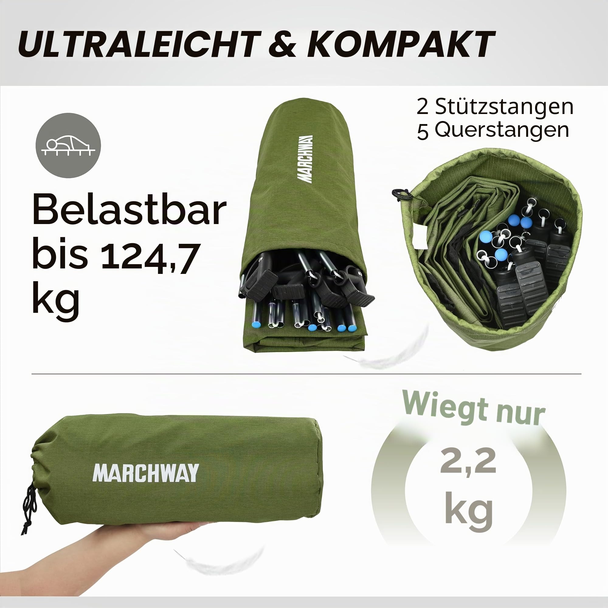 MARCHWAY Ultralight Folding Tent Camping Cot Bed, Portable Compact for Outdoor Travel, Base Camp, Hiking, Mountaineering, Lightweight Backpacking