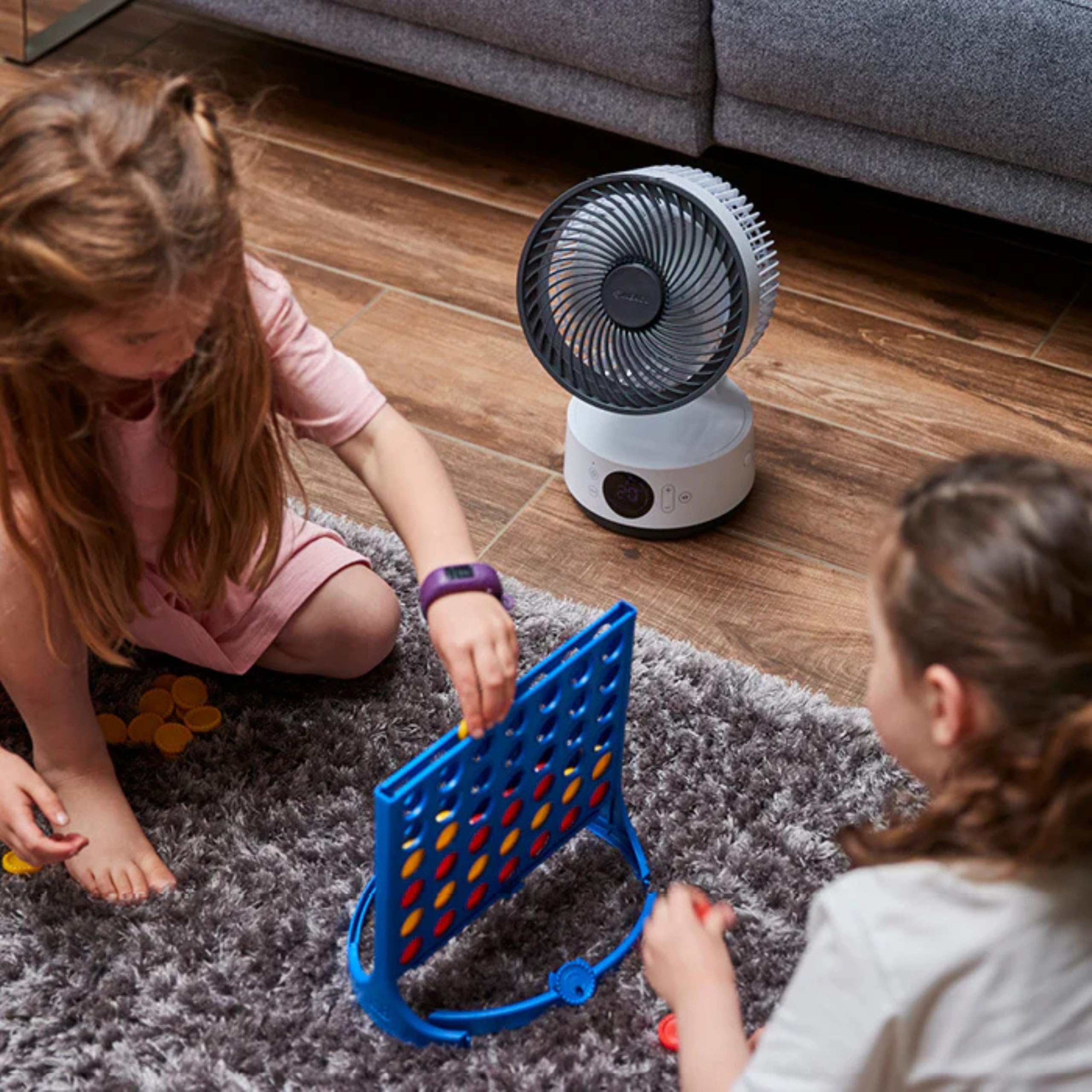 MeacoFan Sefte® 6 - Brazador de aire con batería (12 velocidades, ultra silencioso a 22 dB, inalámbrico, oscilante, ventilador de escritorio recargable + mando a distancia, autonomía de 26 horas