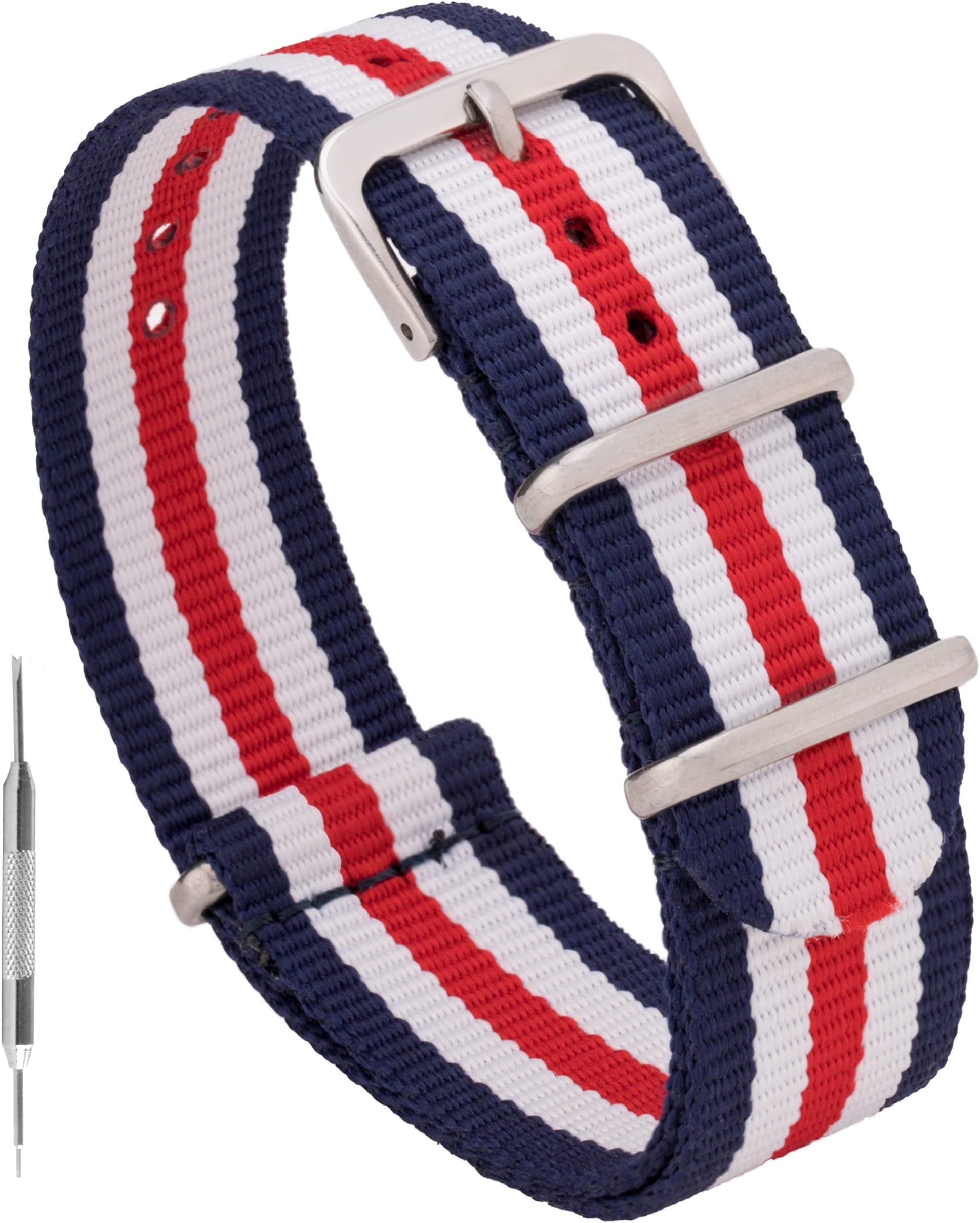 Benchmark Nylon Watch Band - Waterproof Ballistic Nylon One-Piece Military Watch Straps for Men & Women - Choice of Color & Width - 18mm, 20mm, 22mm or 24mm