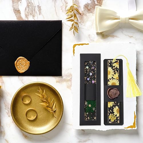 Miniatura 4 de Juego de 50 fundas de papel kraft de resina para marcapáginas de 5.9 x 1.8 pulgadas, cajas de regalo de cartón, tarjetas de exhibición en blanco