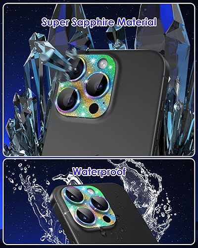 Miniatura 57 de Protector de lente de cámara compatible con iPhone 15 Pro/iPhone 15 Pro Max [metal de cobertura completa] Pantalla de vidrio templado 9H, cubierta