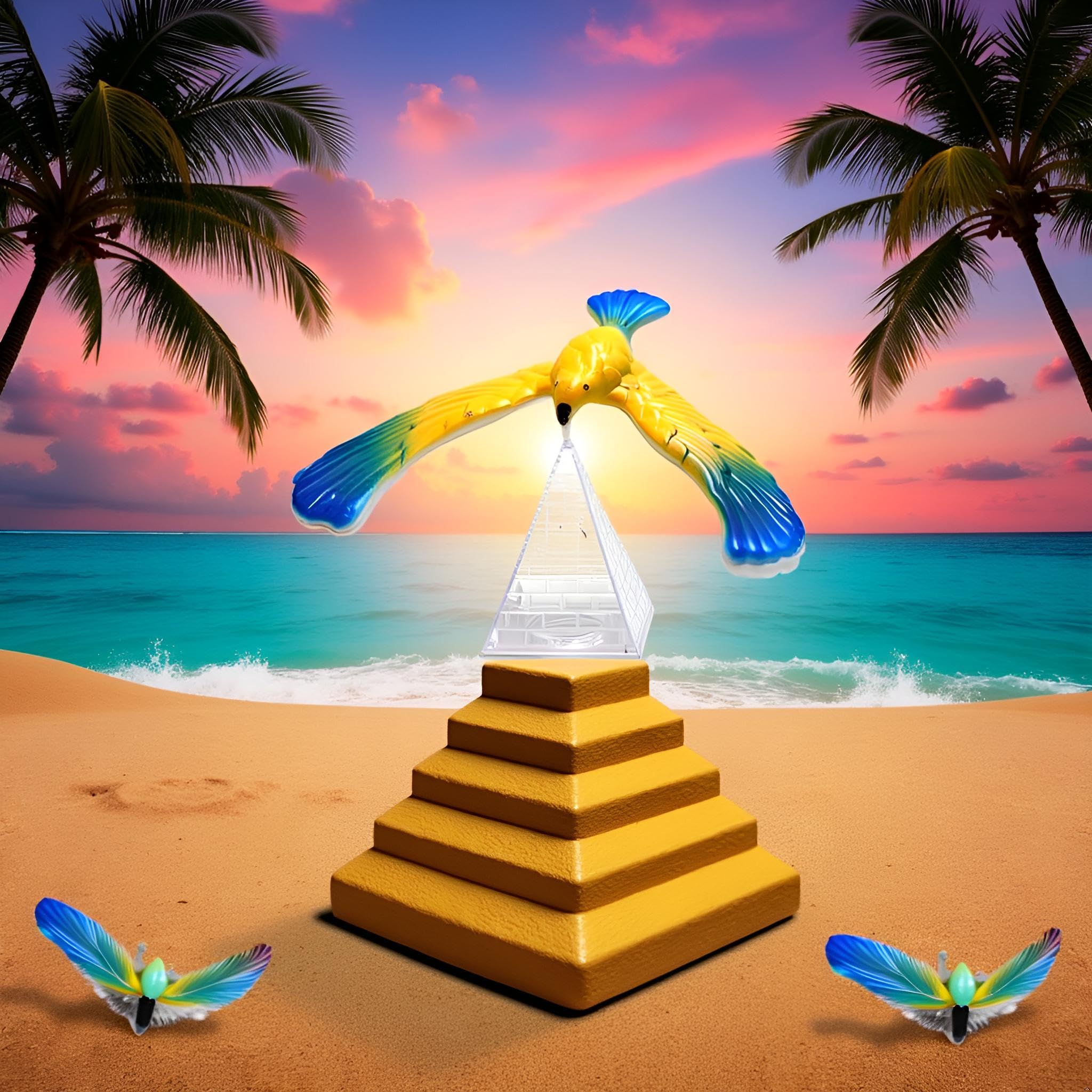 1 set di giocattoli a forma di aquila bilanciamento con piramide, giocattolo per uccelli in equilibrio, dito per bilanciamento dell'uccello, che può sul dito, divertente per omaggi retrò magici