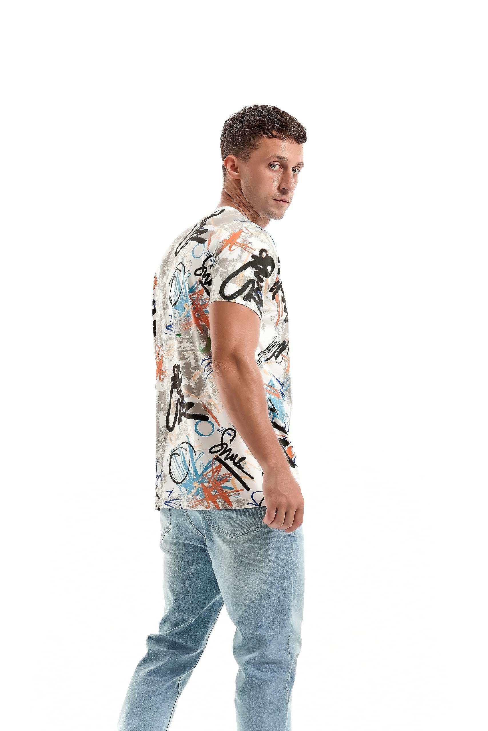 RONOMO Męska koszulka z nadrukiem na co dzień T-shirt z nadrukiem