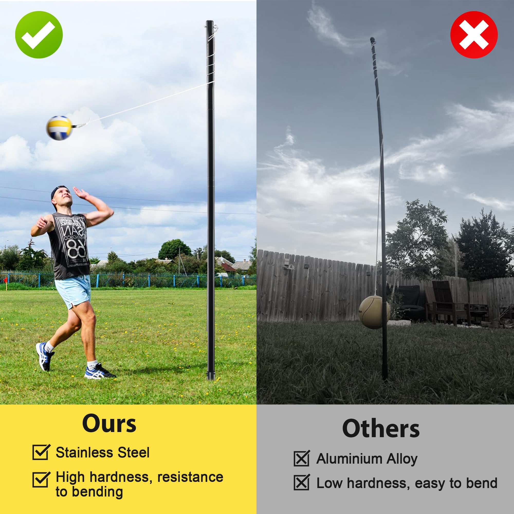 Tether Ball Jump Tope Tetherball Set With Ball And Rope, Adjustable s And  Rope Set With Pole, For ground, Backyard, Outdoor Games For Adults & Kids  Tetherball Pole Height Outdoor Play