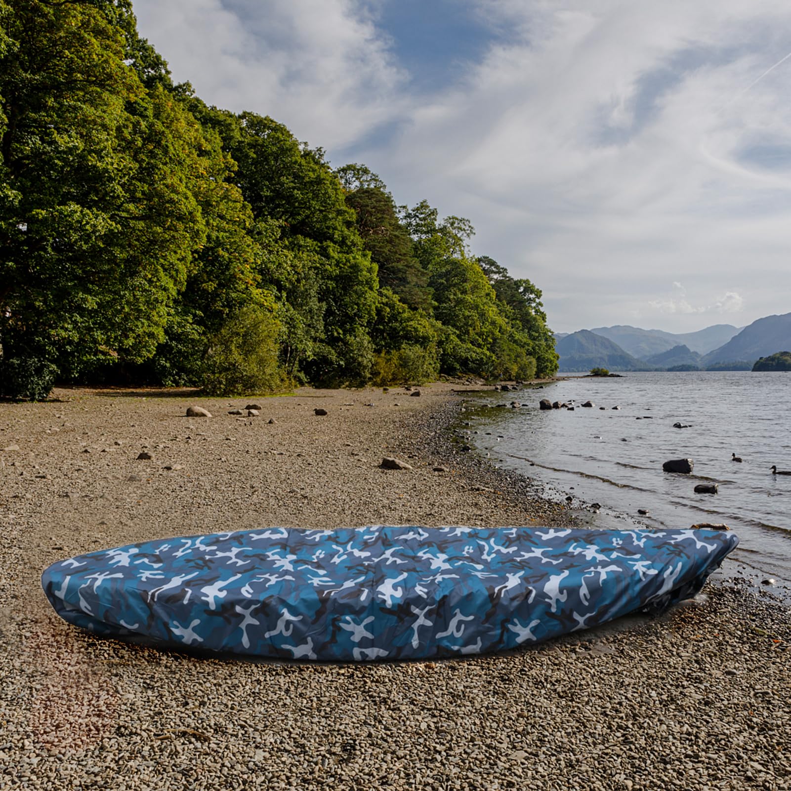Copertura impermeabile resistente ai raggi UV per kayak, barca, canoa e SUP Paddleboard (BC-M) - Blu mimetico - 3.1-3.5 m