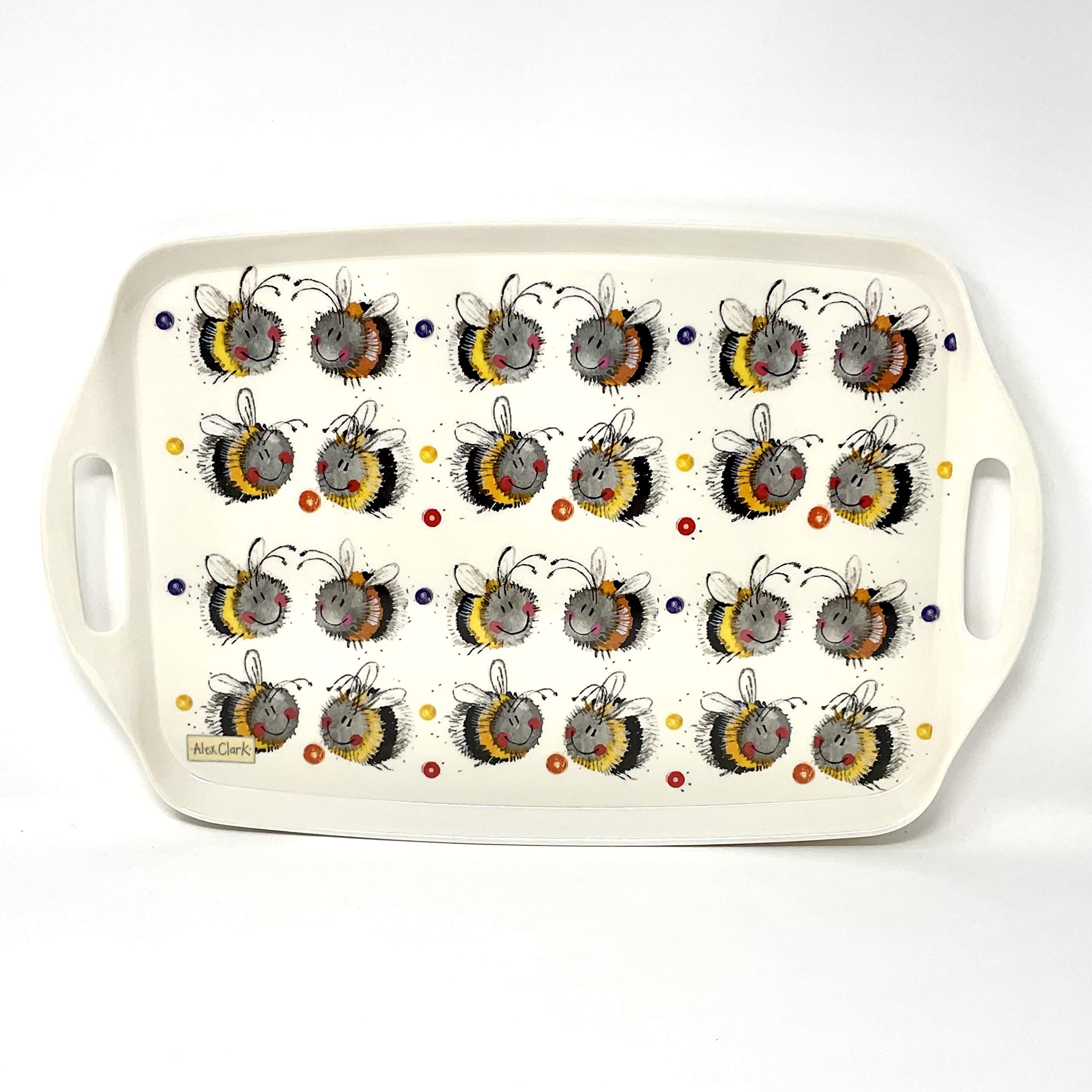 ALEX CLARK Large Melamine Bee Tray - perfect for snacks and tea/use indoor and garden/animal lovers/gift/tea drinkers/serving food tray