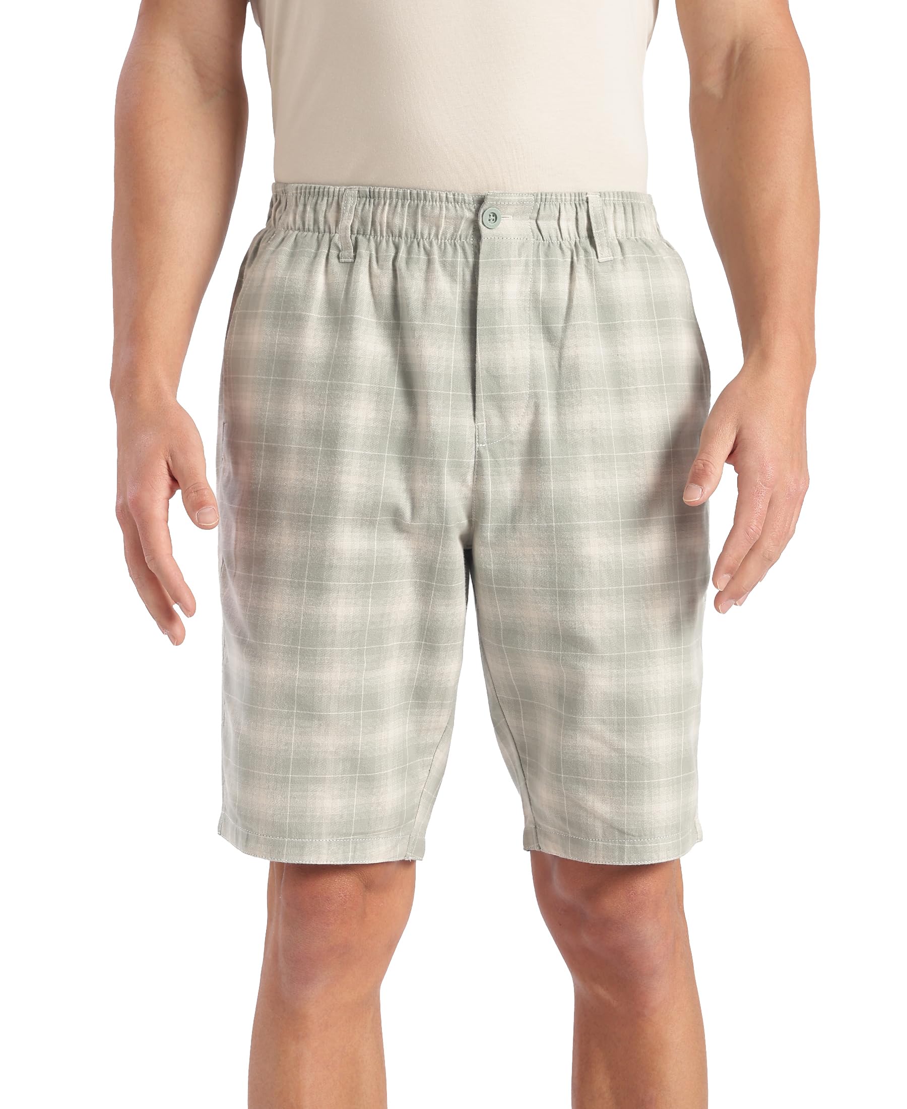 jockey US88 Men Super Combed Mercerized Cotton Woven Fabric Bermuda with Side Pockets_Shadow & Birch_M-picture-19