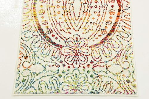 Miniatura 7 de Unique Loom colección Lyon - Alfombra abstracta y moderna, Polipropileno, Marfil/rojo