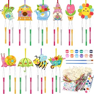 30 Pack Spring Wind Chime Making Kit, Tulip Bee Crafts for Adults Make Your Own Wind Chime Wooden Ornaments for DIY Crafts Activity Birthday Party Decoration