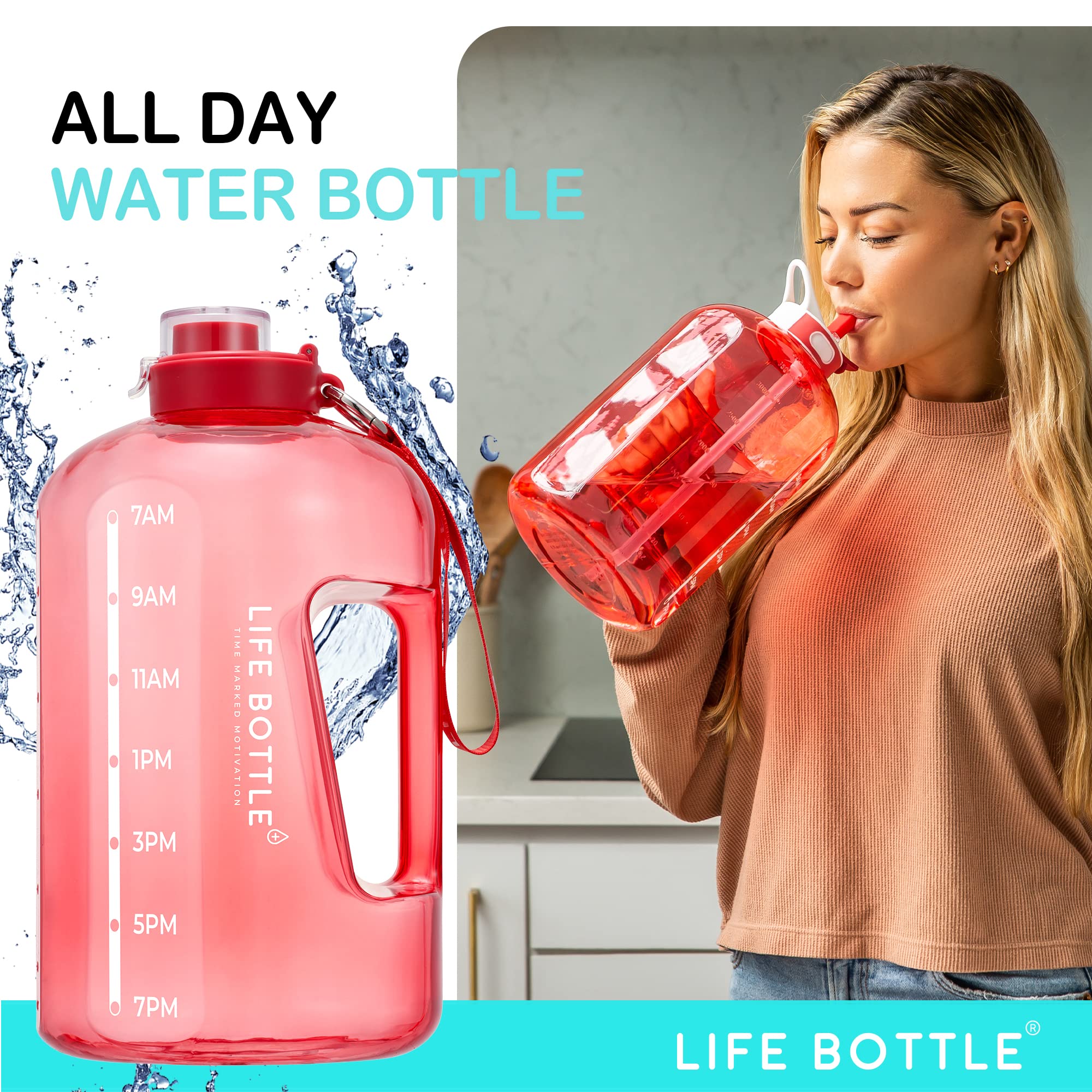 Amazon.co.jp: Life 1ガロン ウォーターボトル ストロー&チャグ蓋付き
