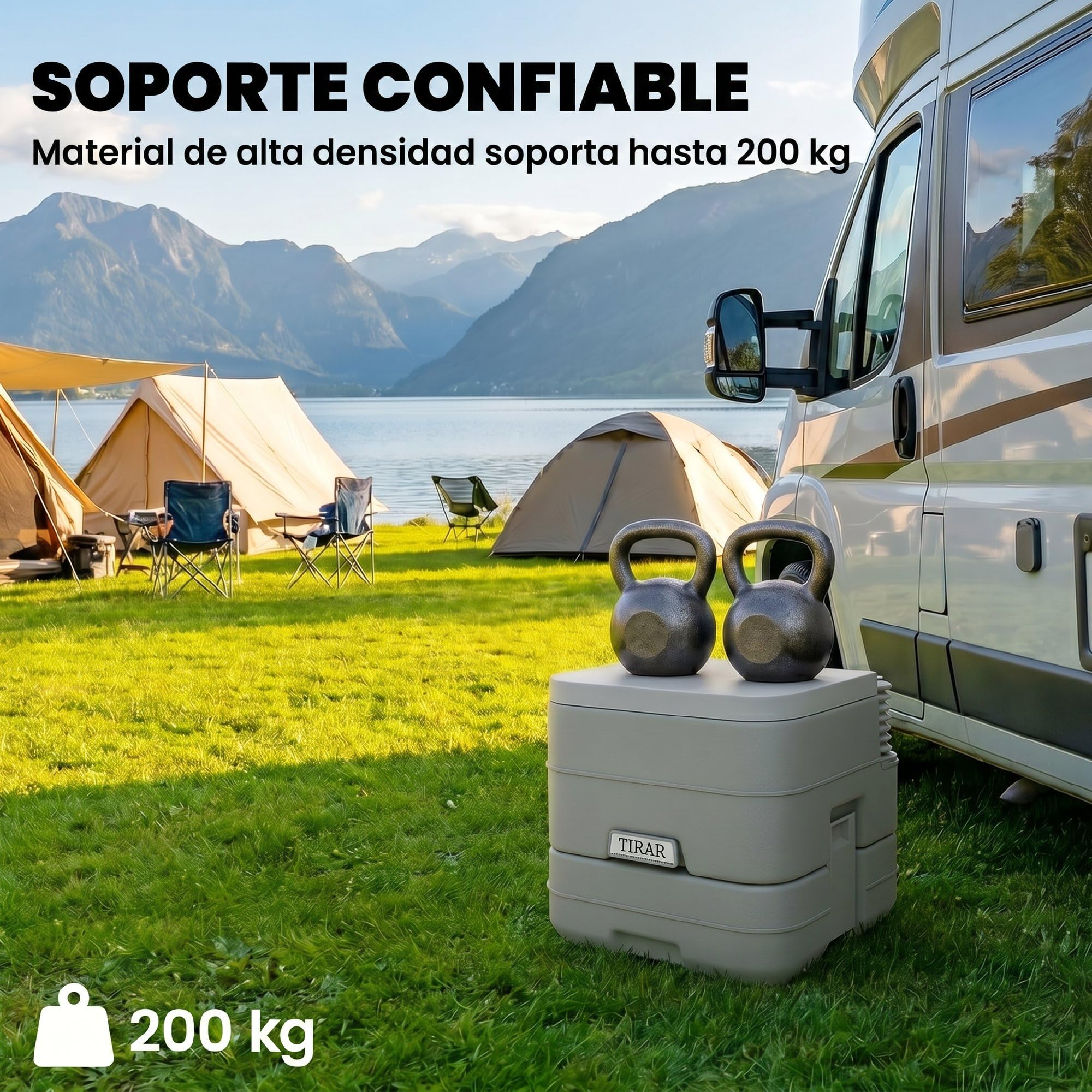 HOMCOM Inodoro Portátil WC Portátil con 2 Tanques 10L 36x42x30 cm Gris | Carga 200 kg, Inodoro para Exterior, Camping, Acampar, Senderismo