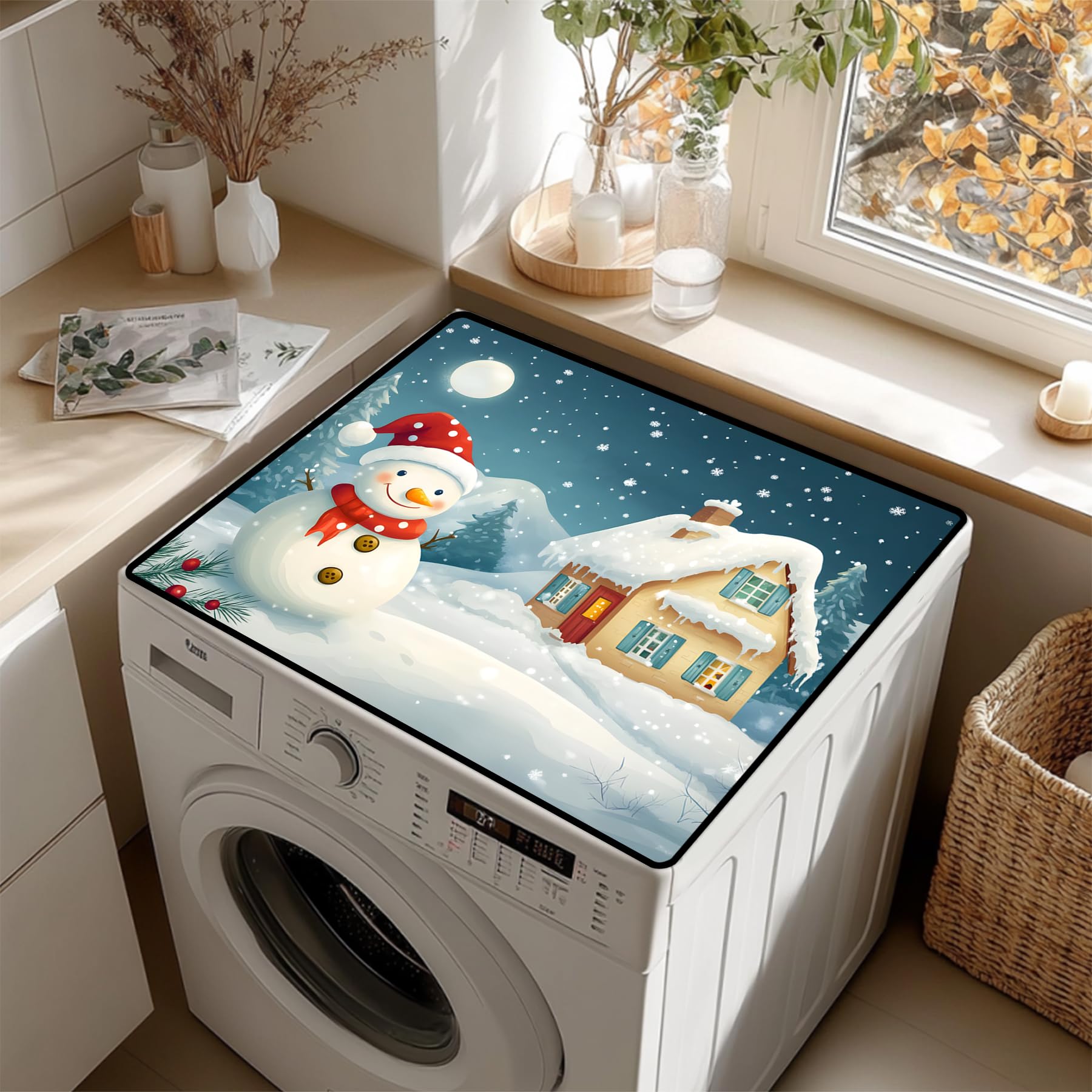 Washer Dryer Top Cover Mat, Non-Slip Dust-Proof Pad, 23.6"x19.7"