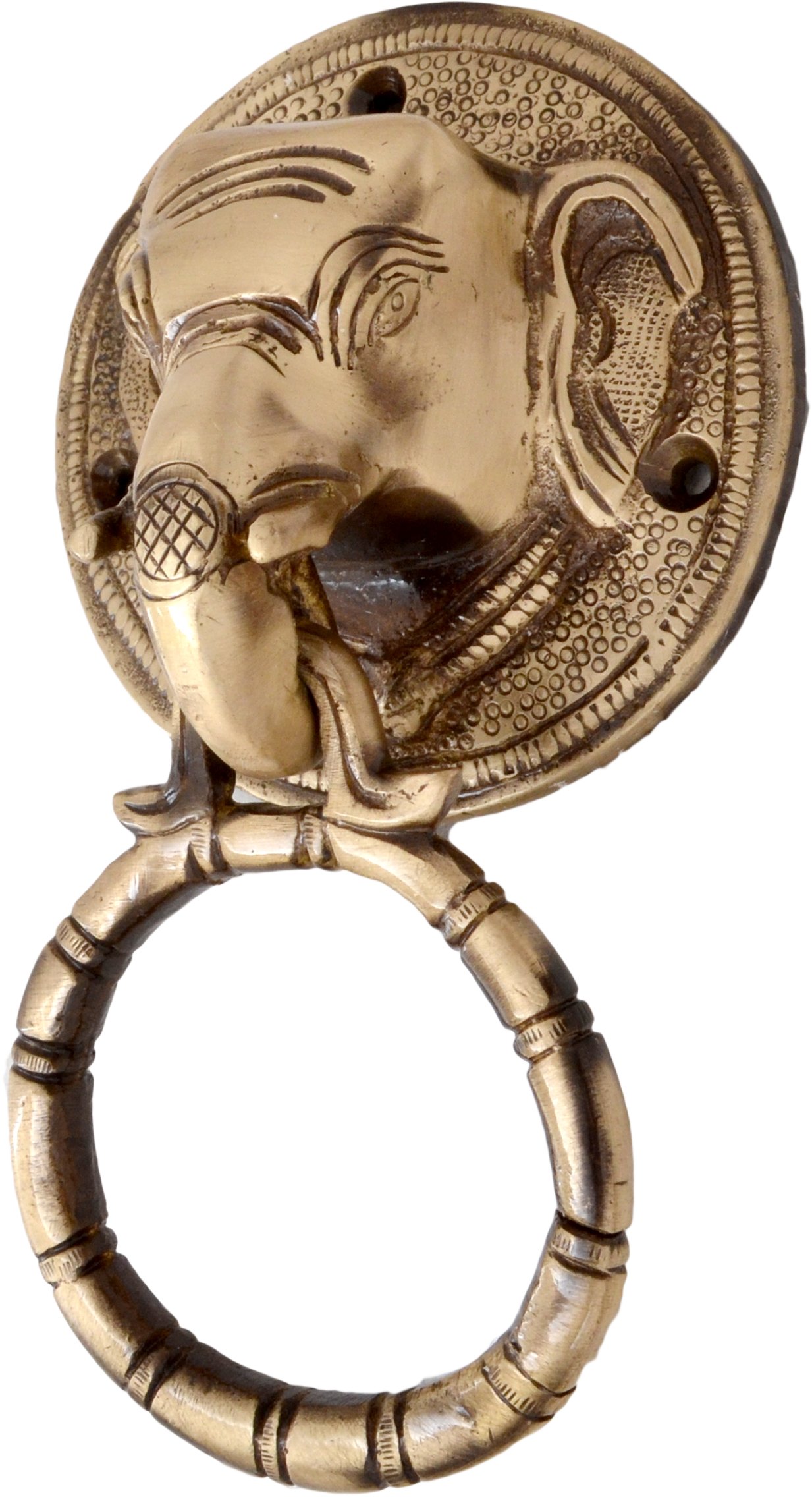 Elephant Face Brass Door Knocker - Two Moustaches -2 Elephant Face Brass Door Knocker - Two Moustaches -2