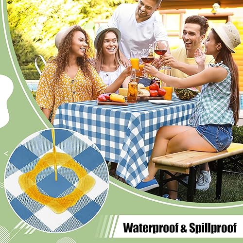 Vista 190 de misaya Paquete de 4 manteles desechables de búfalo, mantel de plástico impermeable de 54 x 108 pulgadas, manteles rectangulares a cuadros caqui