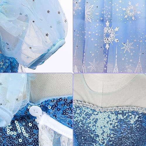 Miniatura 5 de Vestido para niñas disfraz de Elsa para niños vestido de princesa con lentejuelas para fiesta de Halloween Navidad noche desfile Elsa
