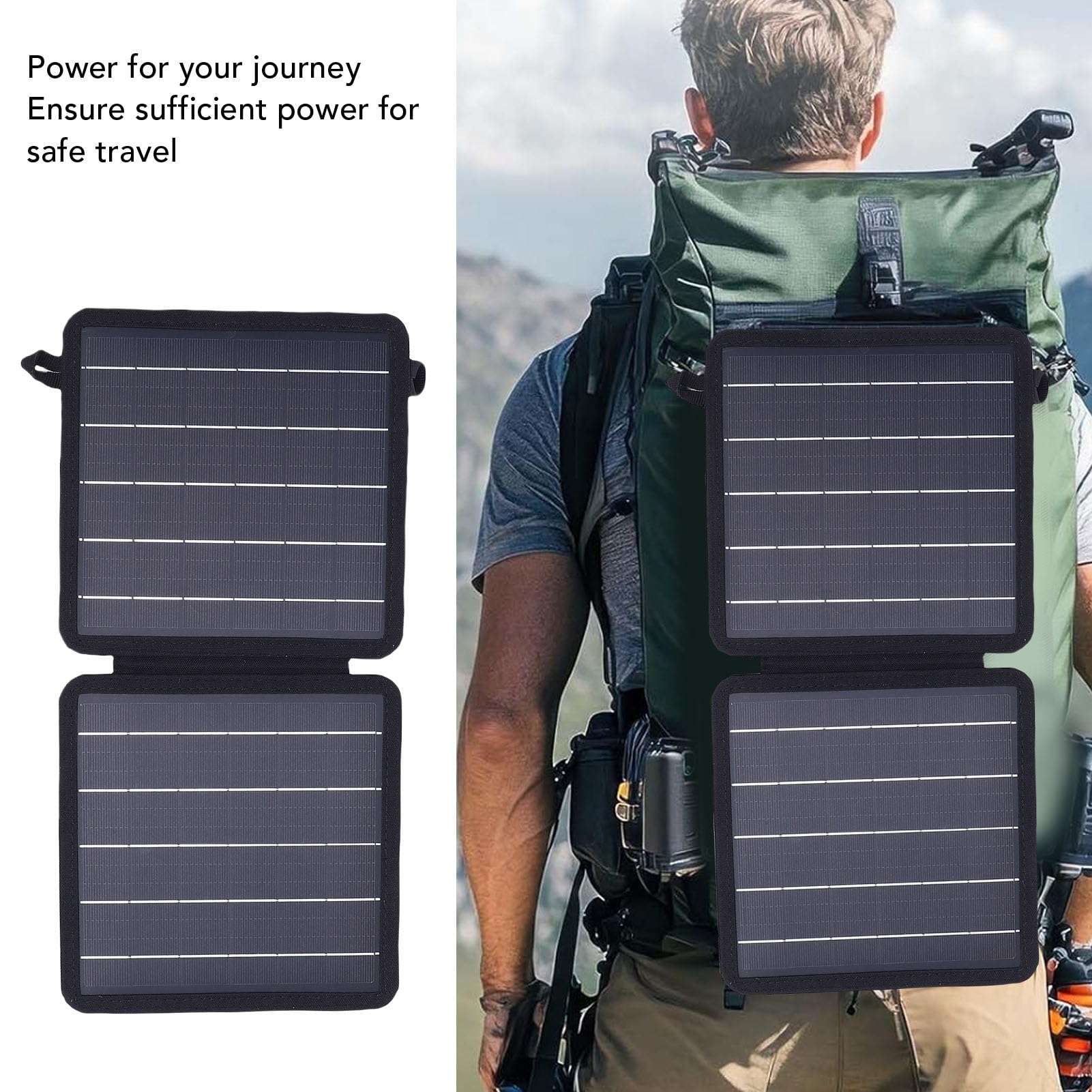 YWBL-WH Cargador Portátil de Panel Solar Plegable de 10 W con Salidas USB C USB A Cargador Solar Monocristalino para Acampar Senderismo Carga de Tableta de Teléfono Al Aire Libre