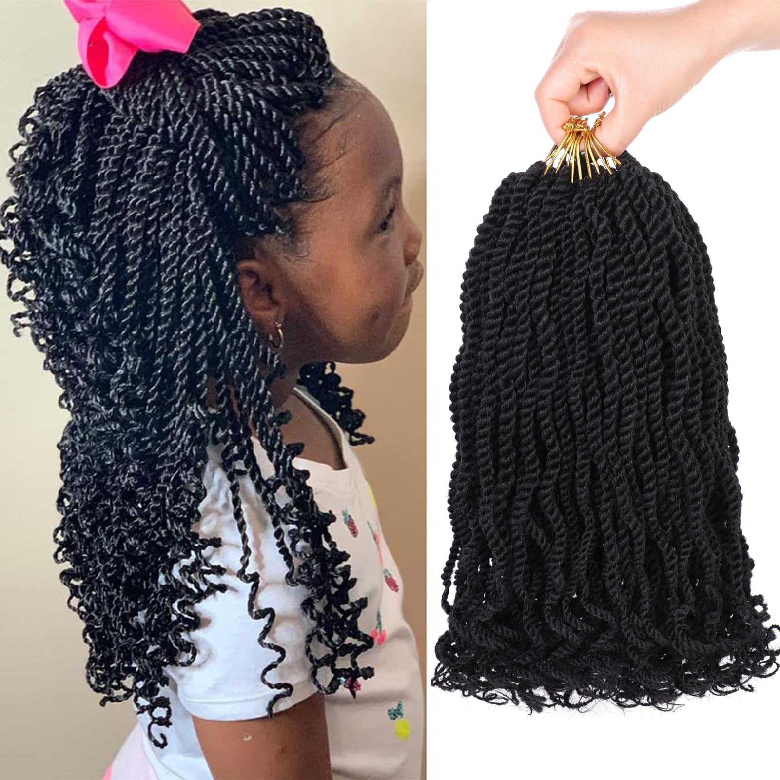 Leeven 12 Inch Senegalese Twist Crochet Hair 8 Packs Black Pre