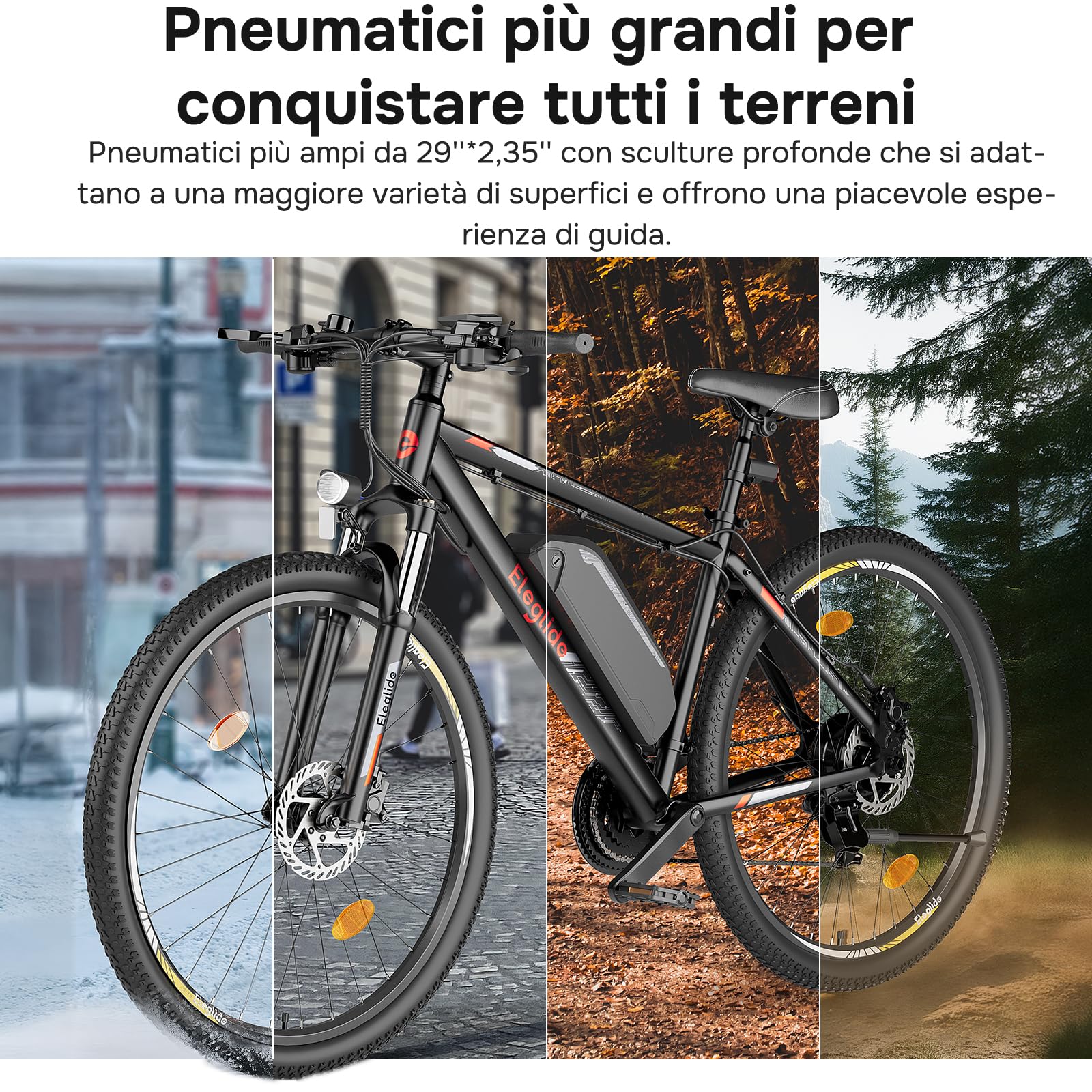 Eleglide Bicicletta elettrica, MTB Mopride 2 con Freno Idraulico a Disco, Mountain bike, Batteria Rimovibile da 15Ah, trasmissione 21-velocità, autonomia di 125 km