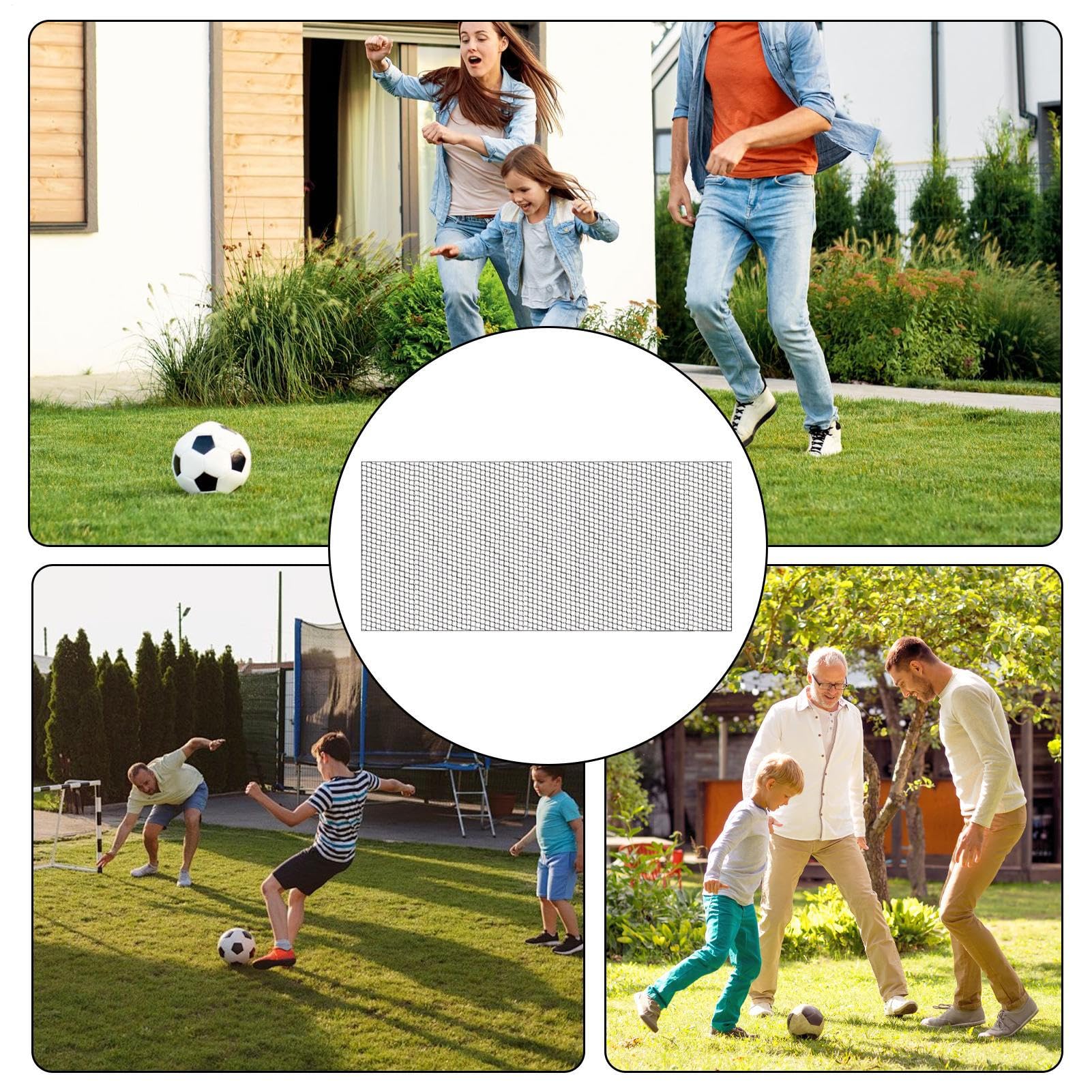 Siatka barierowa sportowa, siatka zabezpieczająca do piłki nożnej, materiał nylonowy, konstrukcja siatki, wzmocnienie liny, z zamkiem sznurkowym, na podwórka, boiska piłkarskie, słupki bramkowe