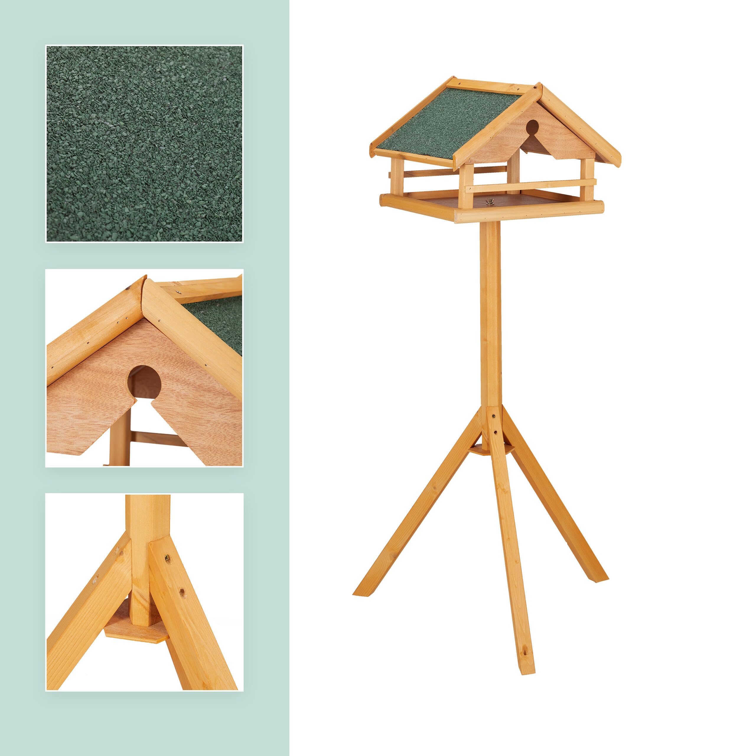 Relaxdays Casetta per Uccelli con Supporto, Tetto in Asfalto Resistente, Giardino, mangiatoia, Legno di Abete, Arancione