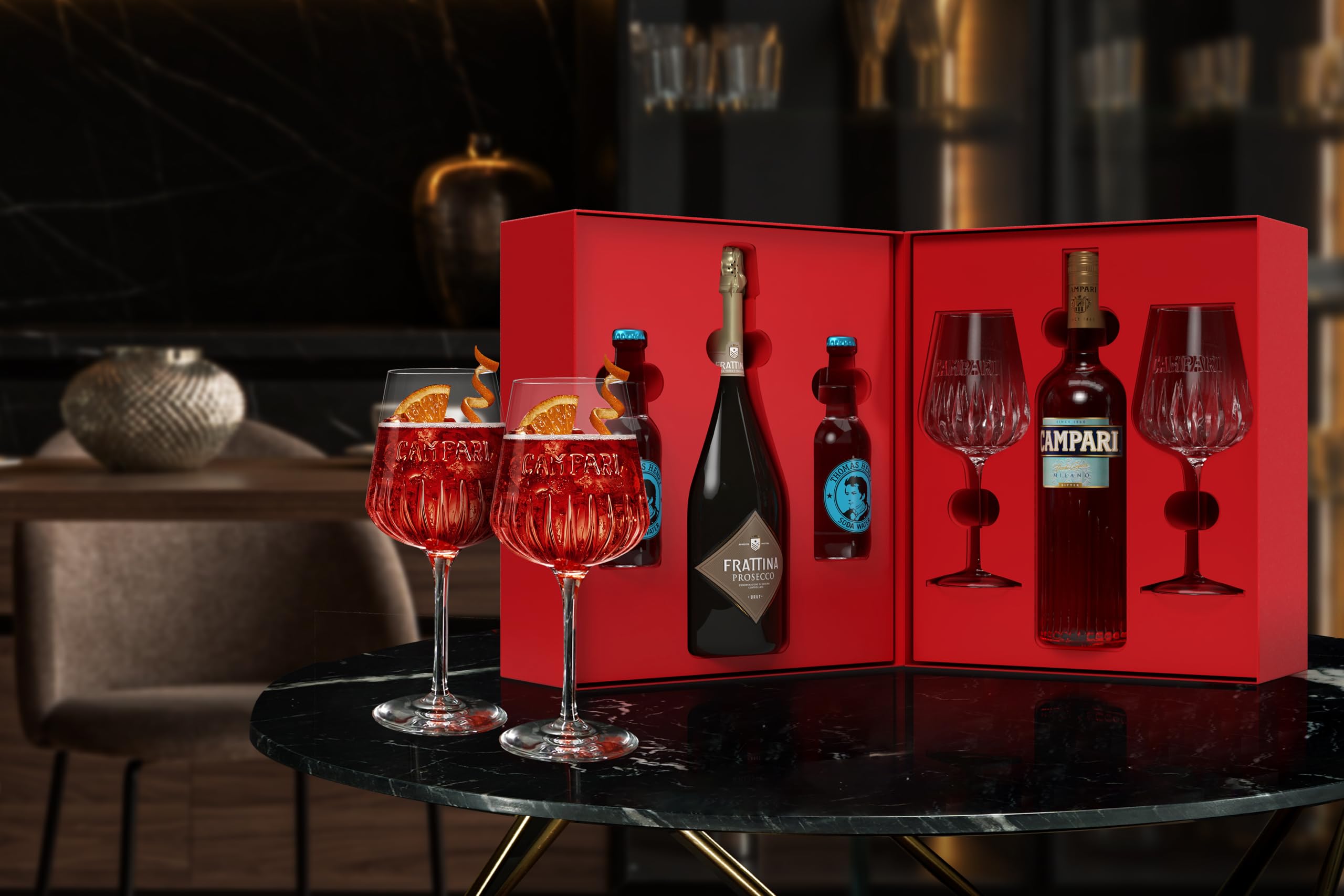 Campari Campari Spritz Kit, 70 cl + Prosecco + 2 Soda + 2 Glasses