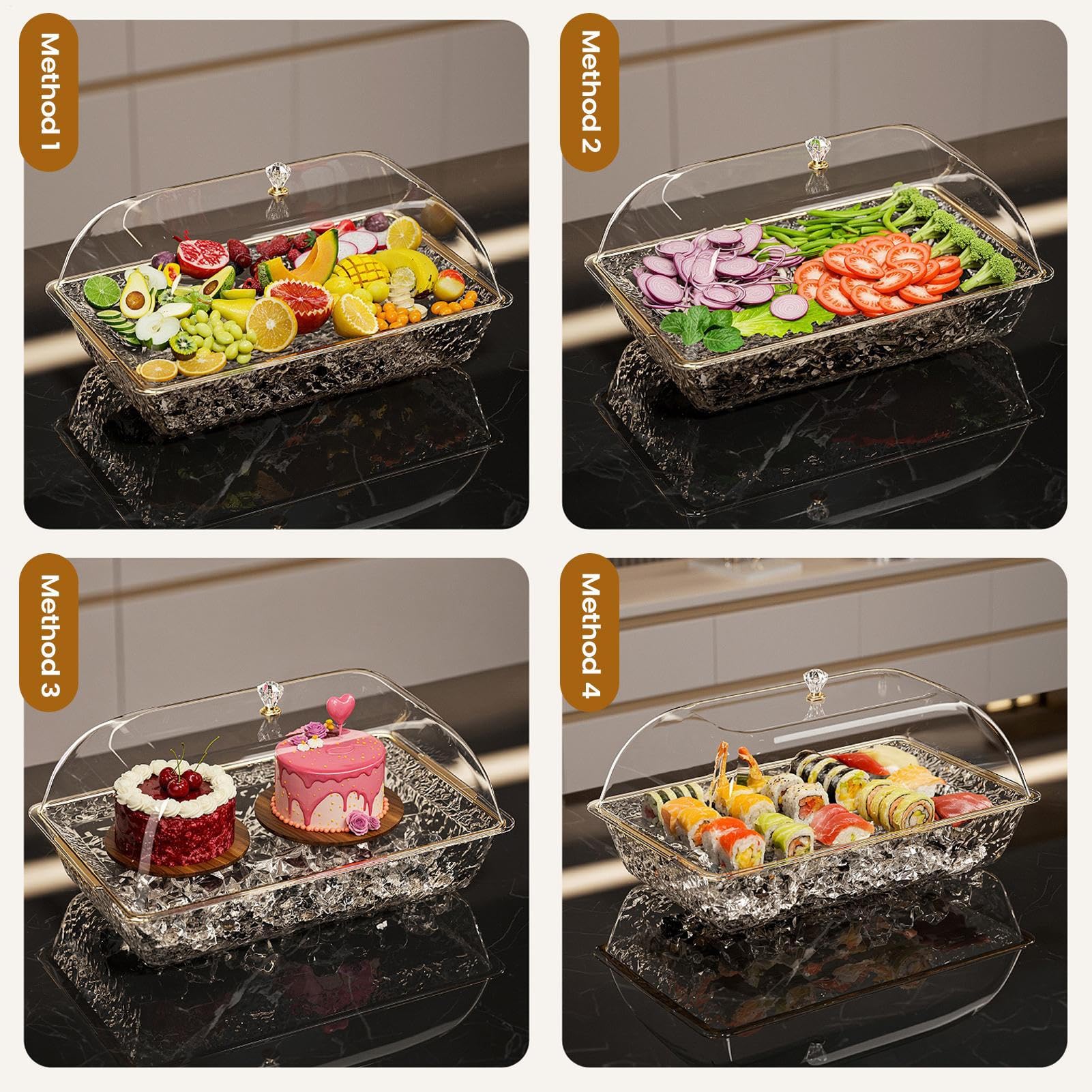 Bandejas De Comida De Bandeja Buffet Tapa Compartimentos Snacks | Bandejas expositoras de alimentos Organizador Para Suministros De Catering Preparación Reunión Familiar Evento Festivo