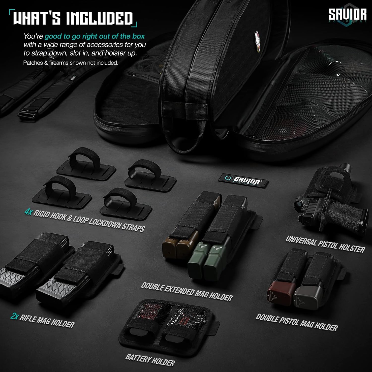 Savior Equipment Pro Touring 30" Tactical Tennis Bag 30" Double Gun Pistol Case Carrying Backpack, Semi-Hard EVA Shell Storage, Fully Customizable MOLLE Panel Organizer